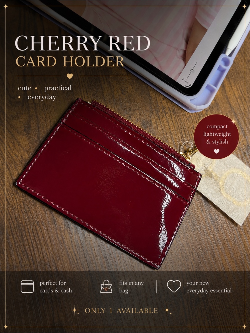 Victoria's Secret Cherry Red Patent Card Holder